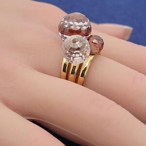 Henri Bendel Faceted Crystal Ball Stackable Ring Set of 3 Size 6.75